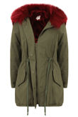 Khaki with Wine Fur Line Jacket