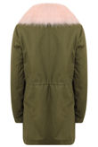 Khaki With Pink Fur Line Jacket