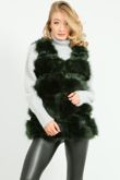  Dark Green Layered Shaggy Faux Fur Gilet