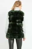  Dark Green Layered Shaggy Faux Fur Gilet