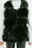  Dark Green Layered Shaggy Faux Fur Gilet