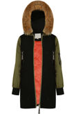 Black Two Tone Fur Hood Jacket