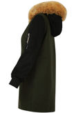 Khaki Two Tone Fur Hood Jacket