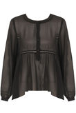 Black Button Up Smock Blouse