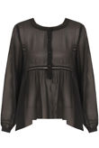 Black Button Up Smock Blouse