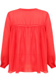 Red Button Up Smock Blouse