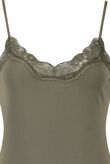 Khaki Scallop Lace Edge Bodysuit 