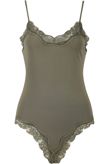Khaki Scallop Lace Edge Bodysuit 