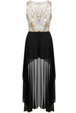 Cream & Black Sequin High/Low Dress