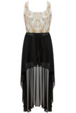 Cream & Black Sequin High/Low Dress