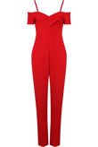 Red Cross Front Bardot Jumpsuit