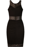Black Cross Stripe Textured Bodycon Dress