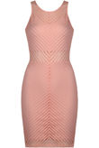 Pink Cross Stripe Textured Bodycon Dress
