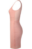 Pink Cross Stripe Textured Bodycon Dress