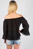 Black Off The Shoulder Baggy Sleeve Tops