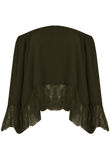 khaki Off The Shoulder Lace Border Blouse
