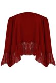 Wine Off The Shoulder Lace Border Blouse
