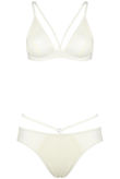 White Mesh Panel Strap Detail Lingerie Set 
