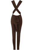 Brown Cross Over Back Tie Up Jumpsuit