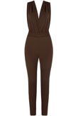 Brown Cross Over Back Tie Up Jumpsuit