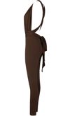 Brown Cross Over Back Tie Up Jumpsuit