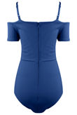 Royal Blue Cross Front Bardot Bodysuit