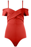Red Cross Front Bardot Bodysuit