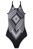 Black and White Optical Illusion Kaleidoscope Swimsuit