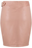 Rose PU Side Buckle Mini Skirt 