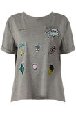 Grey Badge Embellished Tees