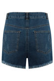 Blue Denim Cut Frayed Shorts 