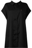 Black Front Button Up Pleated Shirt Dress