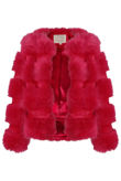 Fuchsia Layered Shaggy Faux Fur Coat
