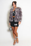 Dark Grey Soft Faux Fur Jacket
