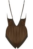 Khaki Satin Teddy with Chiffon Trim