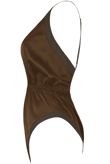 Khaki Satin Teddy with Chiffon Trim