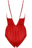 Red Satin Teddy with Chiffon Trim