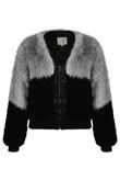 Grey Black Fur with Fleece Zip Up Jacket