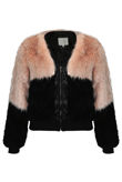 Rose Black Fur with Fleece Zip Up Jacket