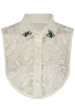 Cream Gem Embellished Bib Collar with Mesh Body