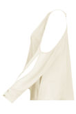 Beige Satin Cold Shoulder Front Cut Out Blouse