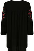 Black Floral Embroidered Shift Dress 