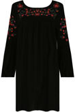 Black Floral Embroidered Shift Dress 