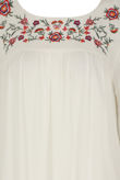 Cream Floral Embroidered Shift Dress 