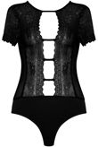 Black Cut Out Front Backless Lace Bodysuit 