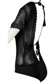 Black Cut Out Front Backless Lace Bodysuit 