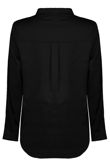 Black Satin Front Button Up Shirt 