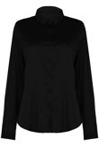 Black Satin Front Button Up Shirt 