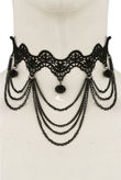 Black Crochet Chain Tassels Necklace