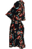 Navy Floral Cross Over Ruffled Shift Dress